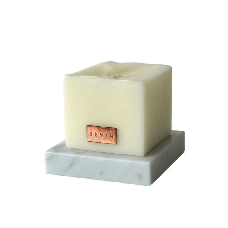 香氛蠟燭卡拉拉白底座-Bianco Carrara-9.5cm