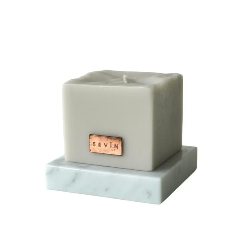 香氛蠟燭卡拉拉白底座-Bianco Carrara-9.5cm