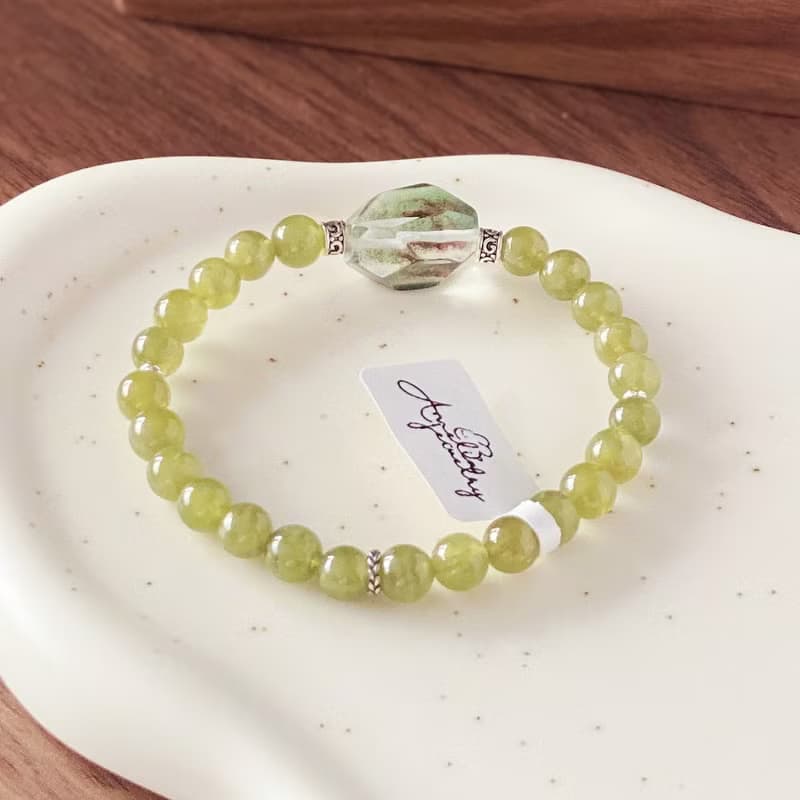 Amelia Jewelry丨無憂丨景觀綠幽靈沙弗萊925純銀原創設計手鍊