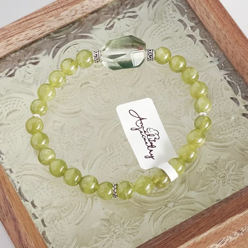 Amelia Jewelry丨無憂丨景觀綠幽靈沙弗萊925純銀原創設計手鍊