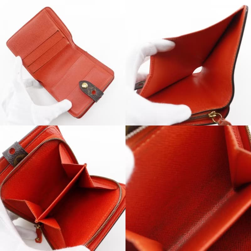 【日本直送】 LOUIS VUITTON コンパクトジップ 二つ折り財布 パンチング M95189 モノグラムペルフォ オレンジ MI0046 【中古】