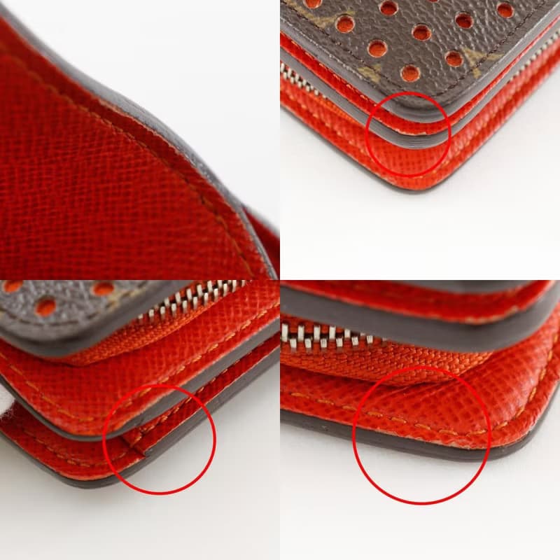 【日本直送】 LOUIS VUITTON コンパクトジップ 二つ折り財布 パンチング M95189 モノグラムペルフォ オレンジ MI0046 【中古】