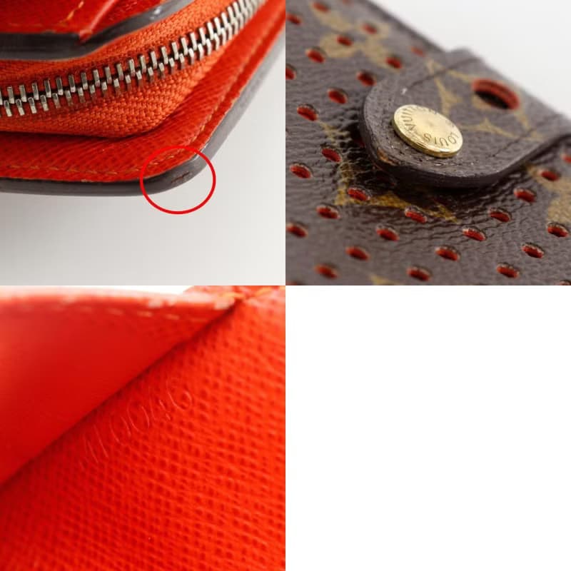 【日本直送】 LOUIS VUITTON コンパクトジップ 二つ折り財布 パンチング M95189 モノグラムペルフォ オレンジ MI0046 【中古】
