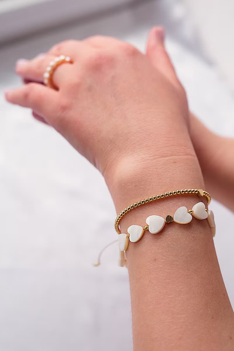 White hearts bracelet, Wish bracelet, Gift for the bride, Bridesmaid gift.