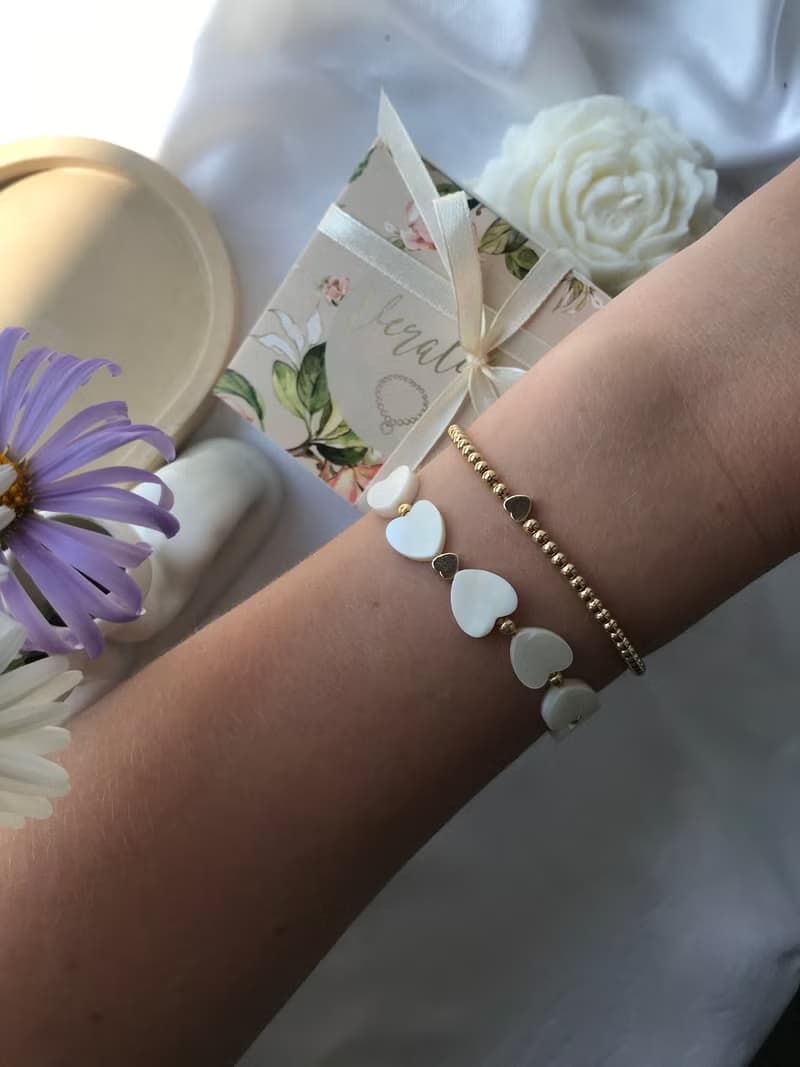 White hearts bracelet, Wish bracelet, Gift for the bride, Bridesmaid gift.