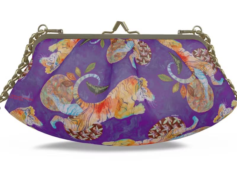 本革がま口バッグ -Sumatra Chocolate Tiger