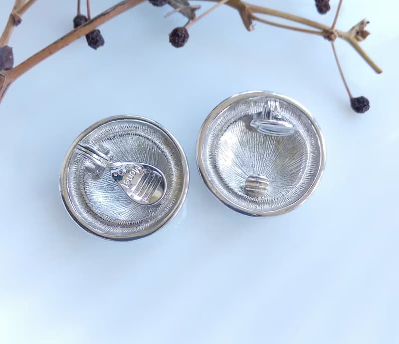 【西洋古董飾品 】MONET 銀色調 簡約密集 夾式耳環