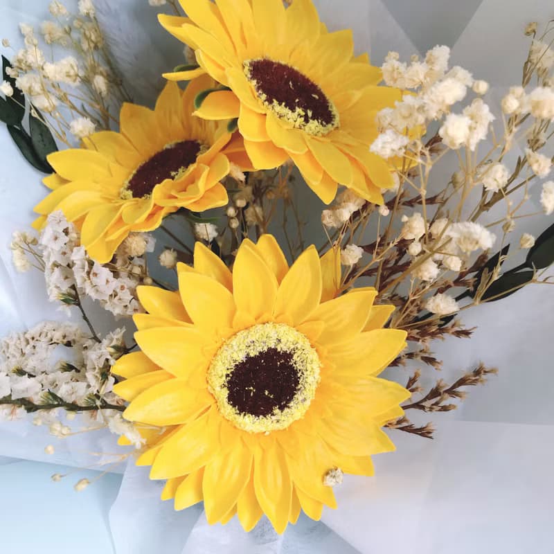 畢業花束-向日葵大型香皂花束。香皂花束。向日葵花束。生日花束