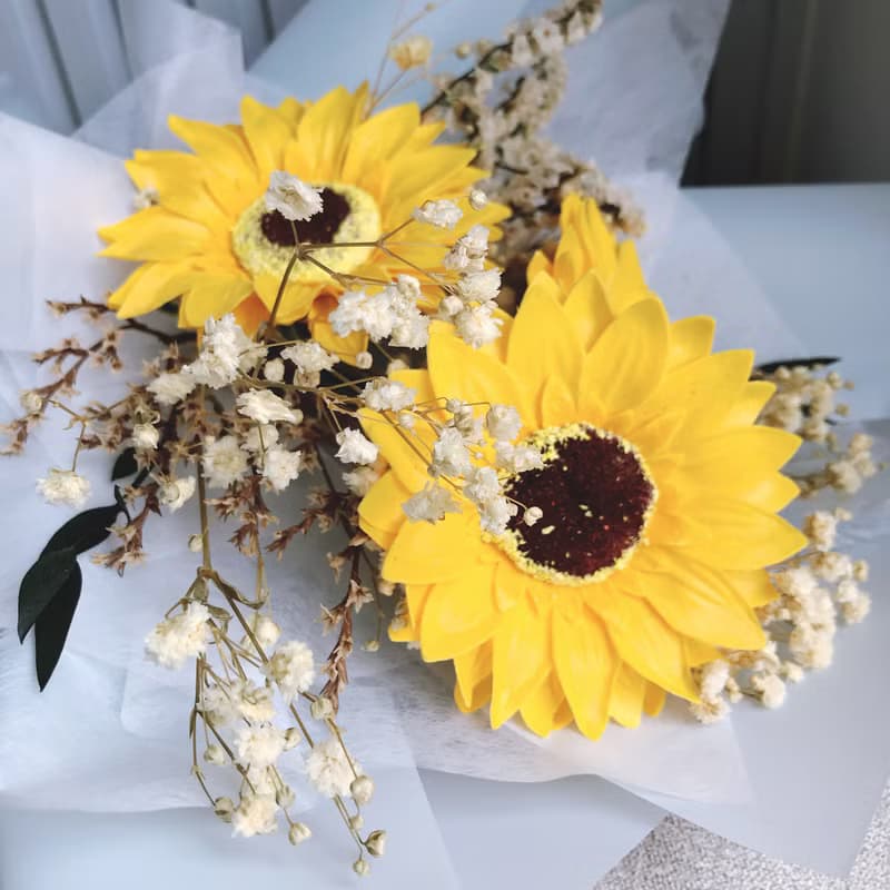 畢業花束-向日葵大型香皂花束。香皂花束。向日葵花束。生日花束
