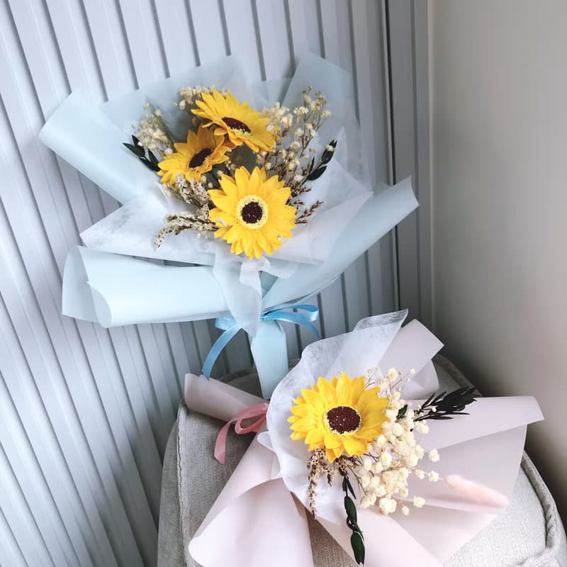 畢業花束-向日葵大型香皂花束。香皂花束。向日葵花束。生日花束