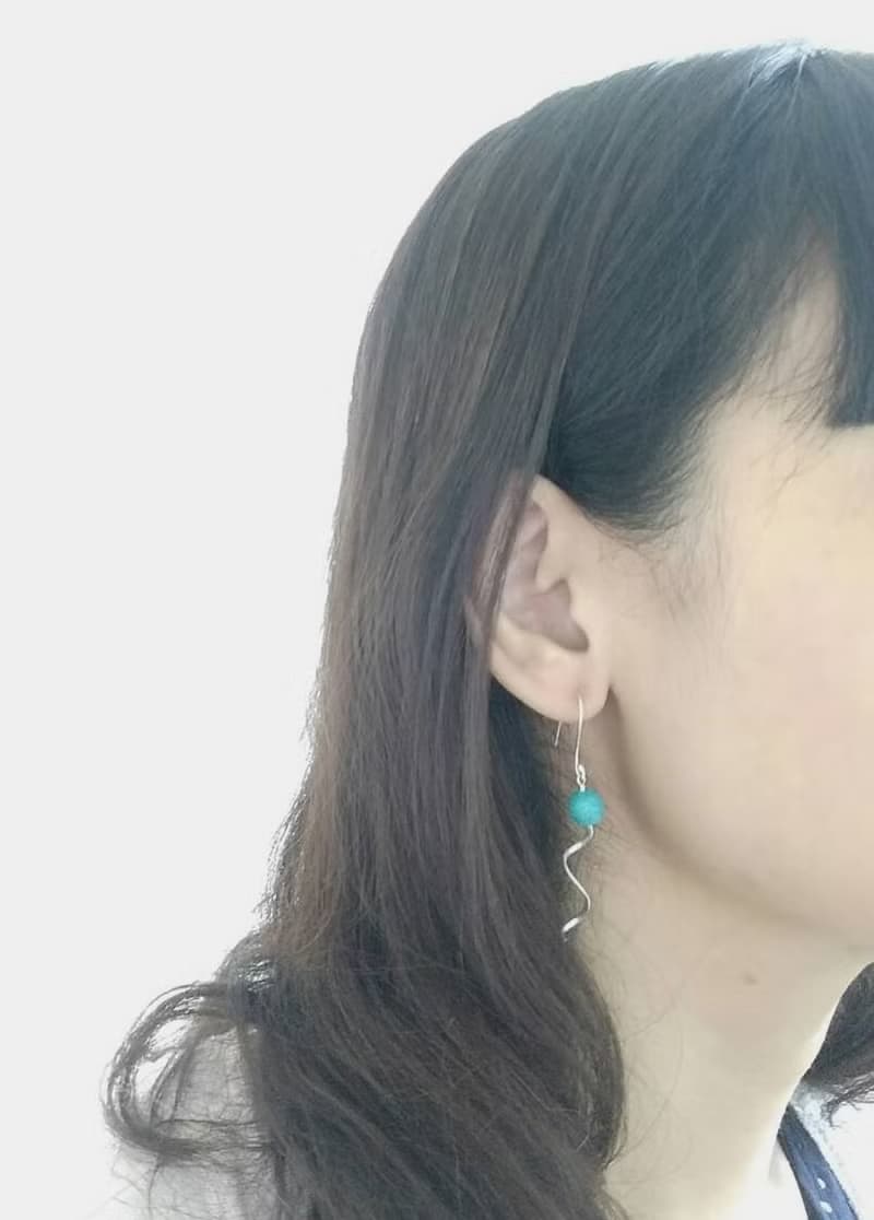 可改夾式【純銀綠松石耳環】寶石耳環/999純銀/垂墜耳環