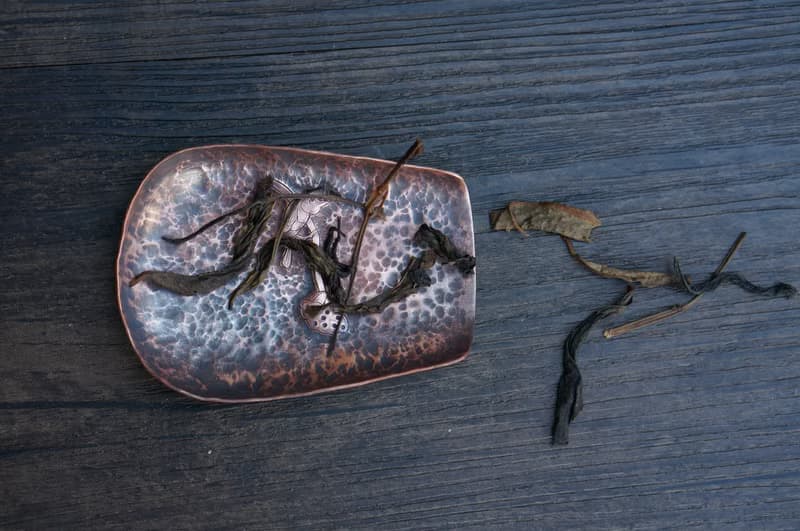 【溪山手作】手工紫銅傳統鏨刻錘紋翠鳥倚蓮茶則茶鏟茶道