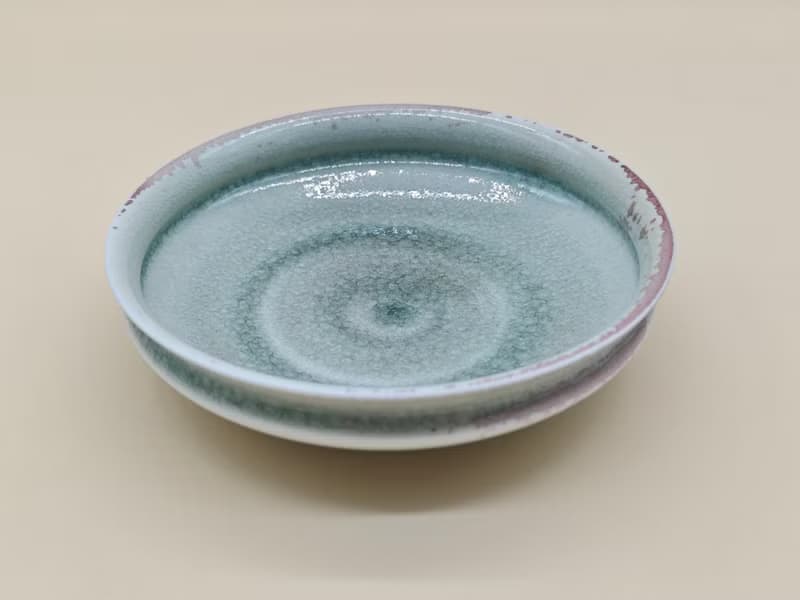 創意冰裂釉陶瓷圓盤家用沙拉盤湯菜盤純色盤子復古麻點盤子餐具