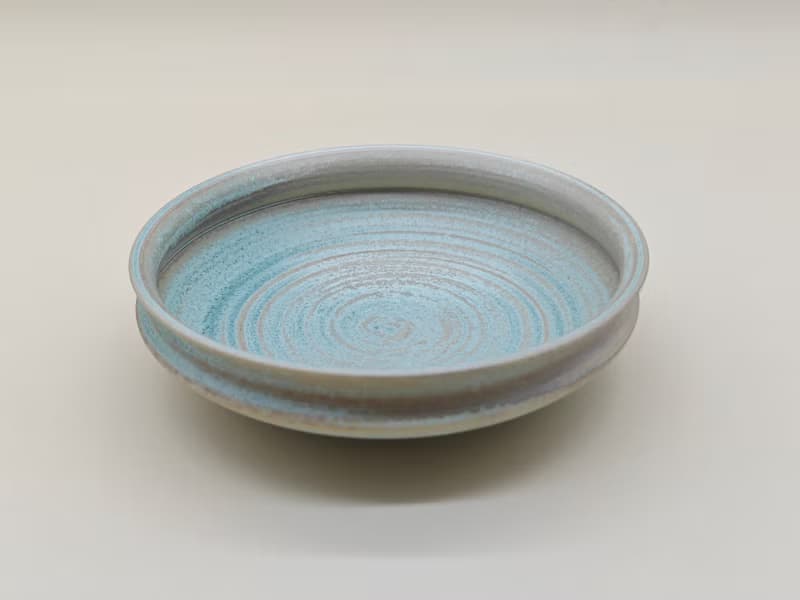 創意冰裂釉陶瓷圓盤家用沙拉盤湯菜盤純色盤子復古麻點盤子餐具