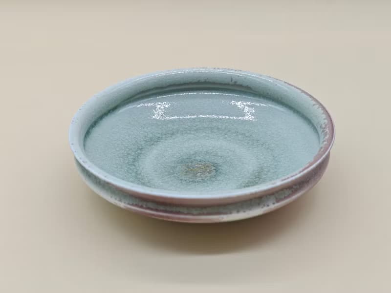 創意冰裂釉陶瓷圓盤家用沙拉盤湯菜盤純色盤子復古麻點盤子餐具