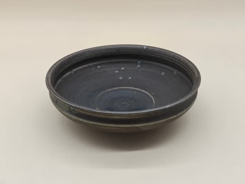 創意冰裂釉陶瓷圓盤家用沙拉盤湯菜盤純色盤子復古麻點盤子餐具