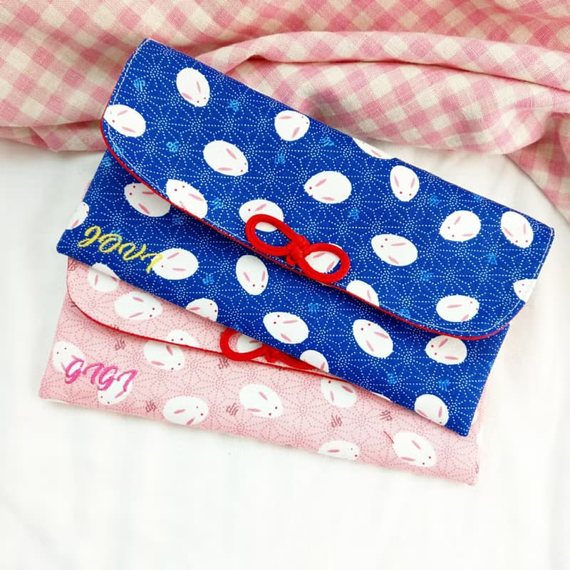 免費繡名字。拖鞋兔兔-2色可選。布紅包袋 / 口罩收納袋