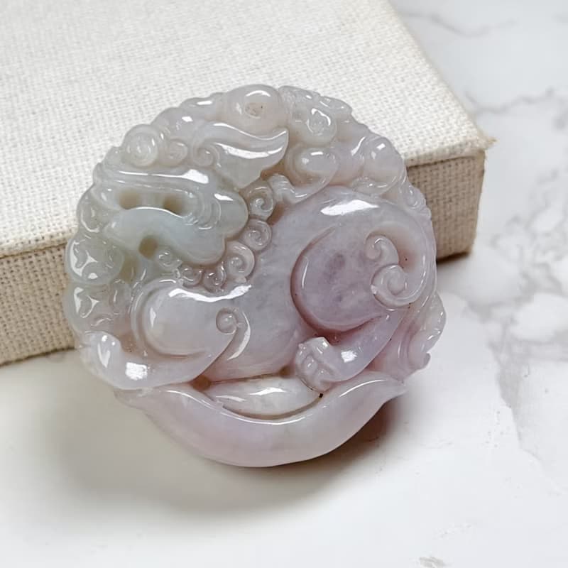【招財神獸】紫羅蘭翡翠雙面雕貔貅項鍊 |天然緬甸玉翡翠A貨|送禮
