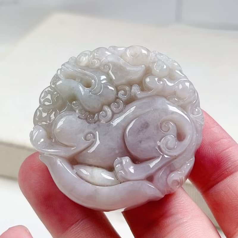 【招財神獸】紫羅蘭翡翠雙面雕貔貅項鍊 |天然緬甸玉翡翠A貨|送禮