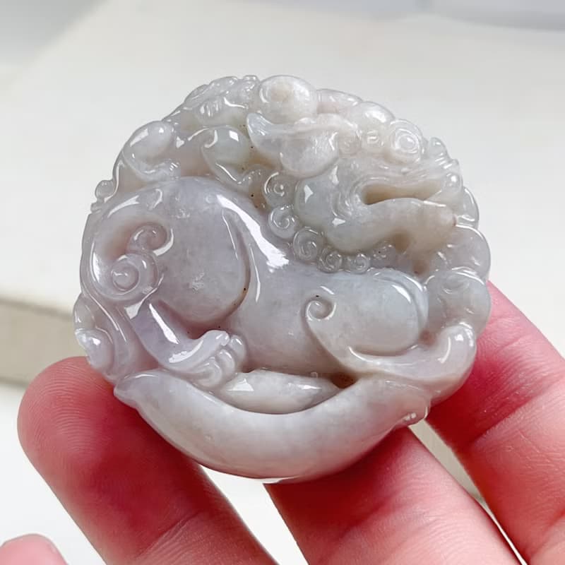 【招財神獸】紫羅蘭翡翠雙面雕貔貅項鍊 |天然緬甸玉翡翠A貨|送禮