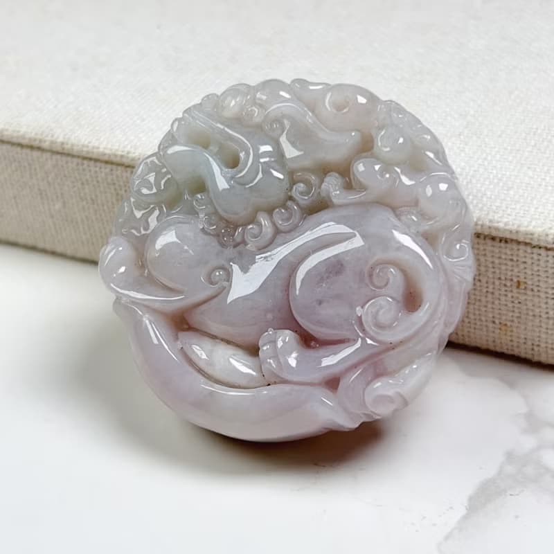 【招財神獸】紫羅蘭翡翠雙面雕貔貅項鍊 |天然緬甸玉翡翠A貨|送禮