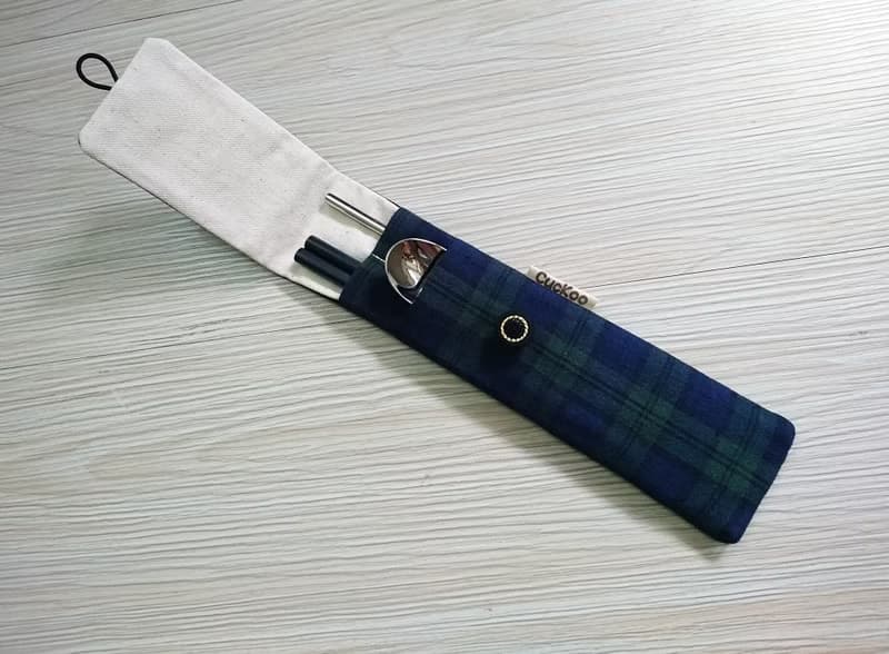 環保餐具收納袋 餐具套 蘇格蘭格紋 雙層筷袋