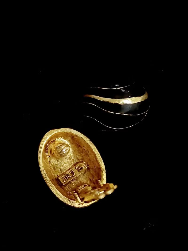 vintage jewelry  JAY 琺瑯流金線 夾式耳環