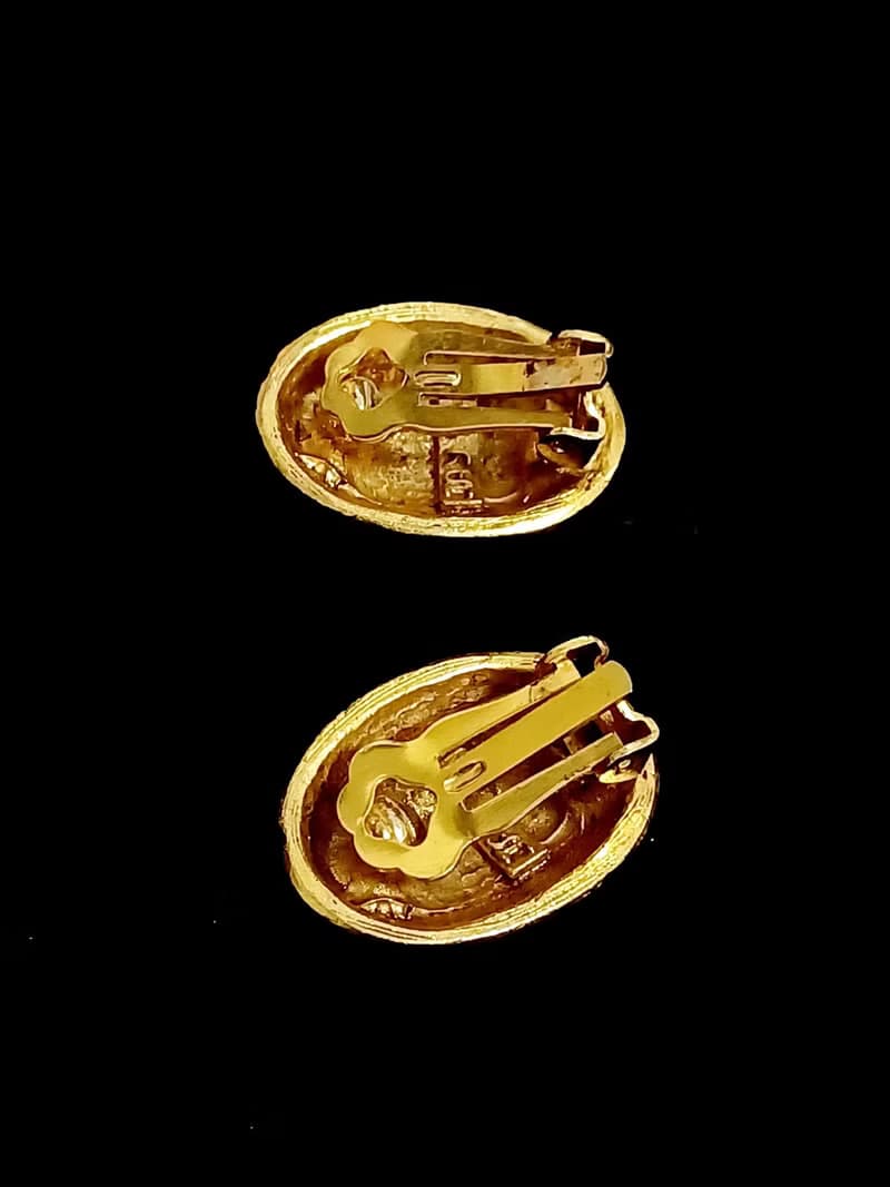 vintage jewelry  JAY 琺瑯流金線 夾式耳環