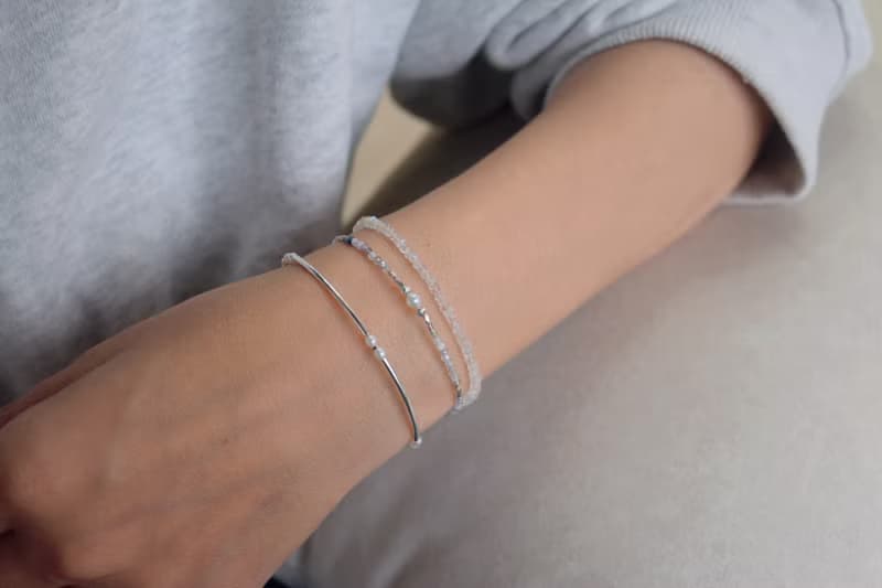 手鍊 珍珠 鍍厚銀彎管 - 超級 -