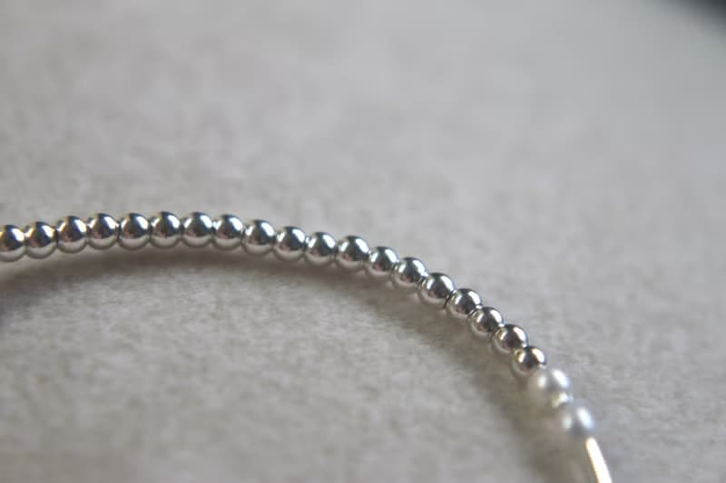 手鍊 珍珠 鍍厚銀彎管 - 超級 -