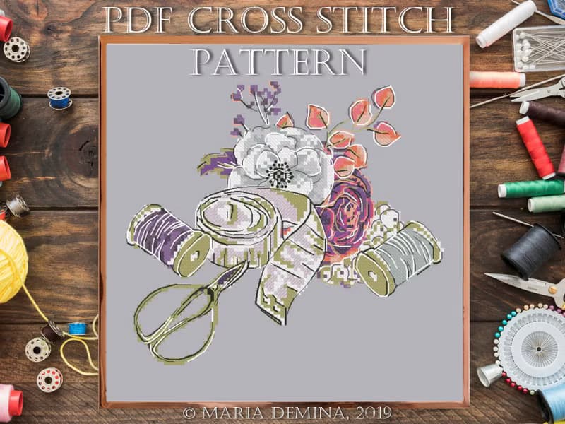 【數位】Sewing Tools Bouquet PDF cross stitch pattern