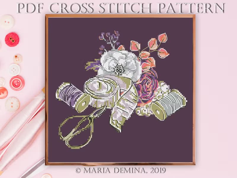 【數位】Sewing Tools Bouquet PDF cross stitch pattern
