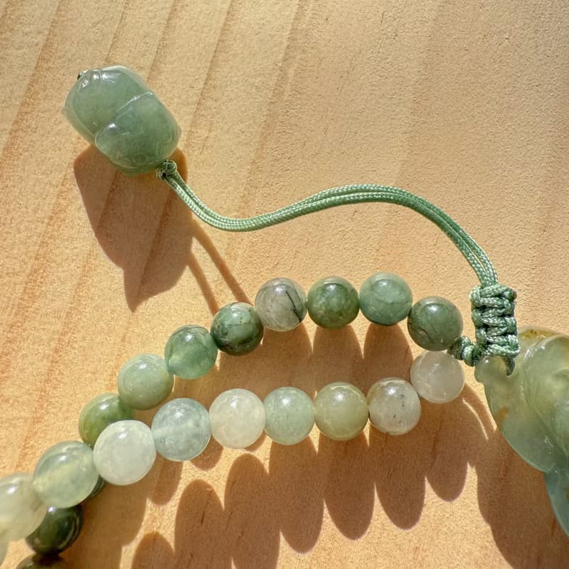 Handmade Jade Bracelet - Forest Green Rose Semi-Bangle Bracelet