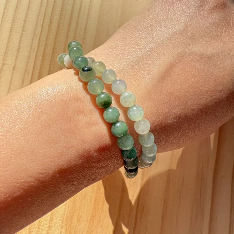 Handmade Jade Bracelet - Forest Green Rose Semi-Bangle Bracelet