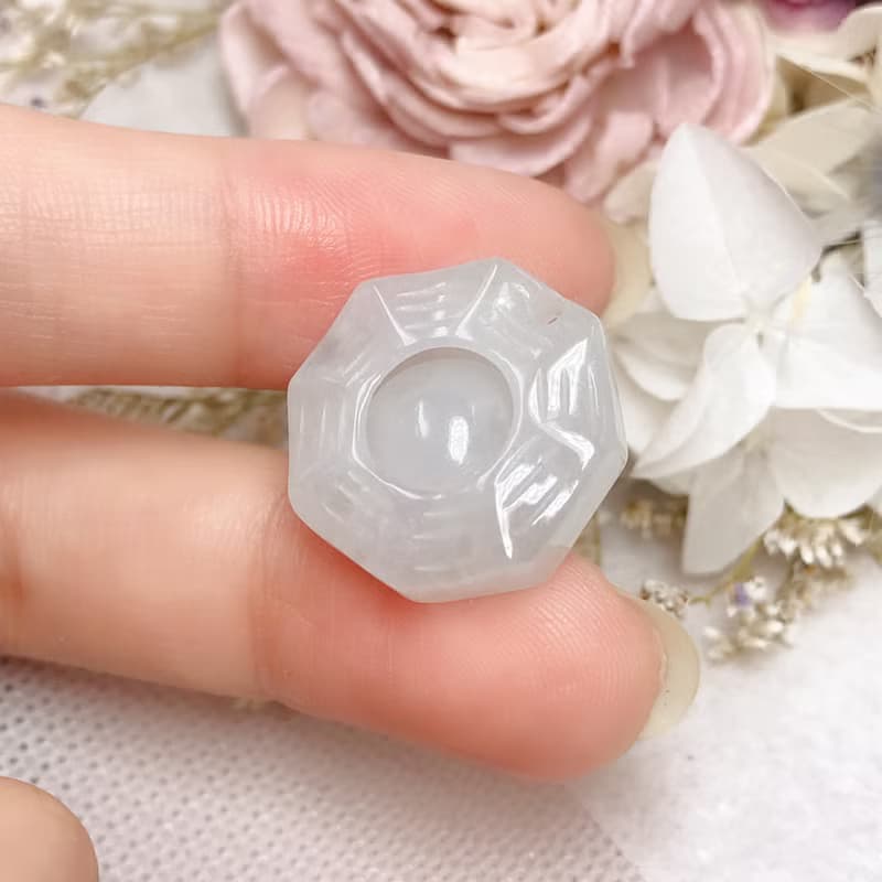 【擋煞‧避邪】冰種白翡翡翠八卦 | 天然緬甸玉A貨翡翠 | 送禮