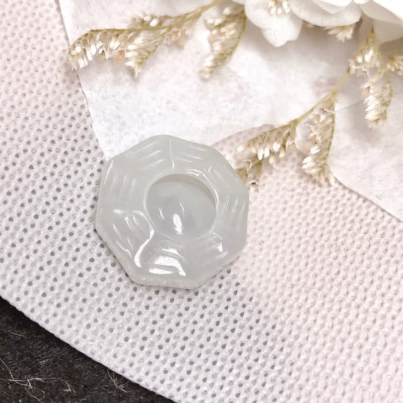 【擋煞‧避邪】冰種白翡翡翠八卦 | 天然緬甸玉A貨翡翠 | 送禮