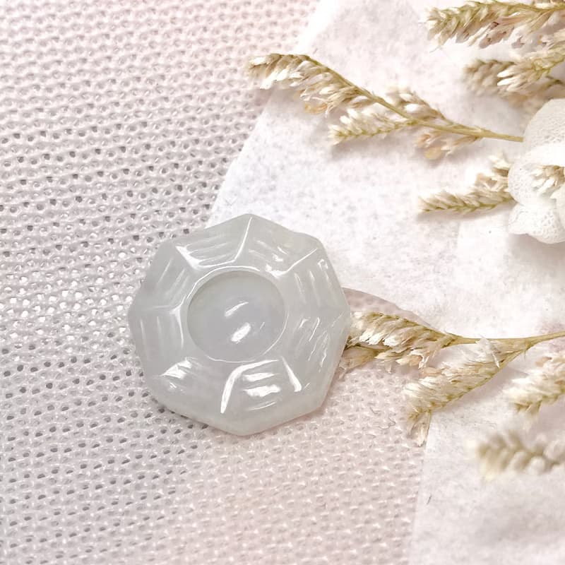 【擋煞‧避邪】冰種白翡翡翠八卦 | 天然緬甸玉A貨翡翠 | 送禮