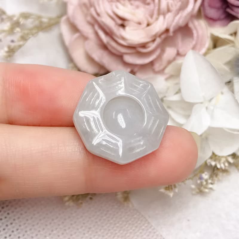 【擋煞‧避邪】冰種白翡翡翠八卦 | 天然緬甸玉A貨翡翠 | 送禮