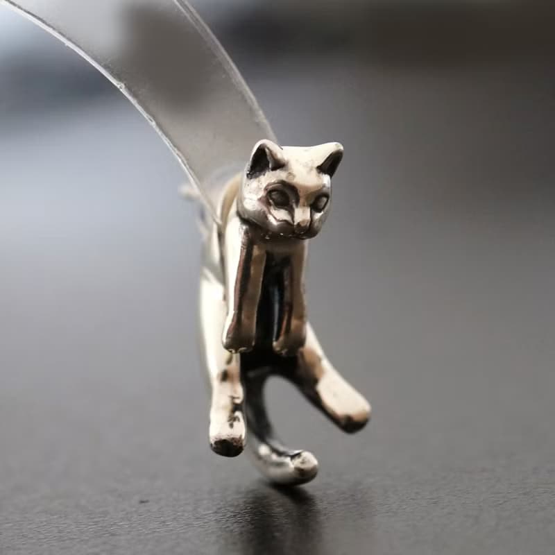脱力猫ピアス グリ Silver 片耳