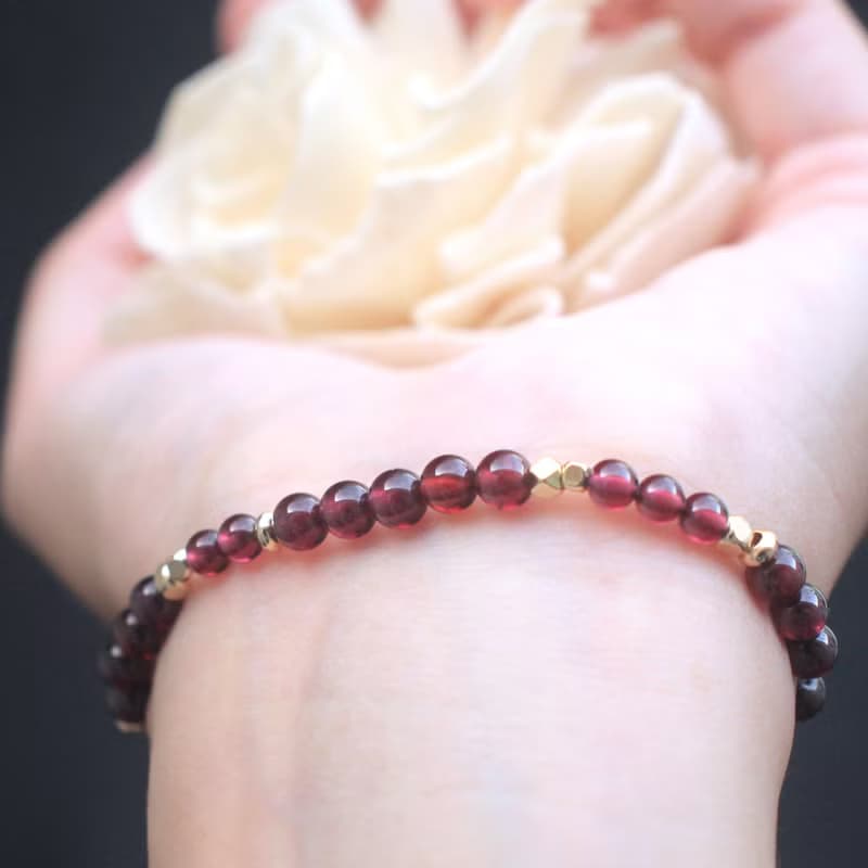 石榴石-紫牙烏-水晶手鍊-開運-附大顆粒白水晶消磁石