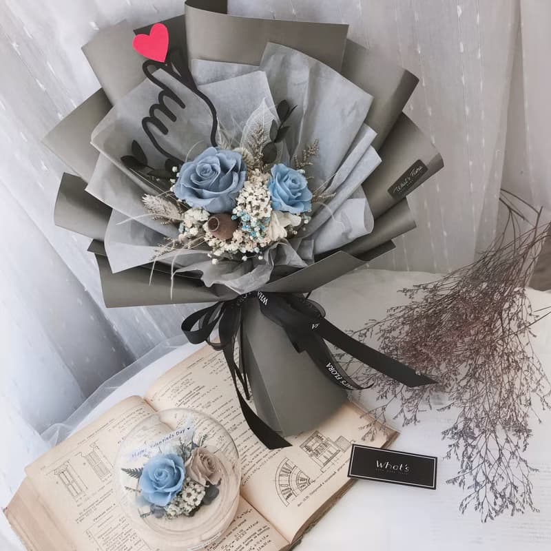 情人節花束\霧霾藍\永生花花束