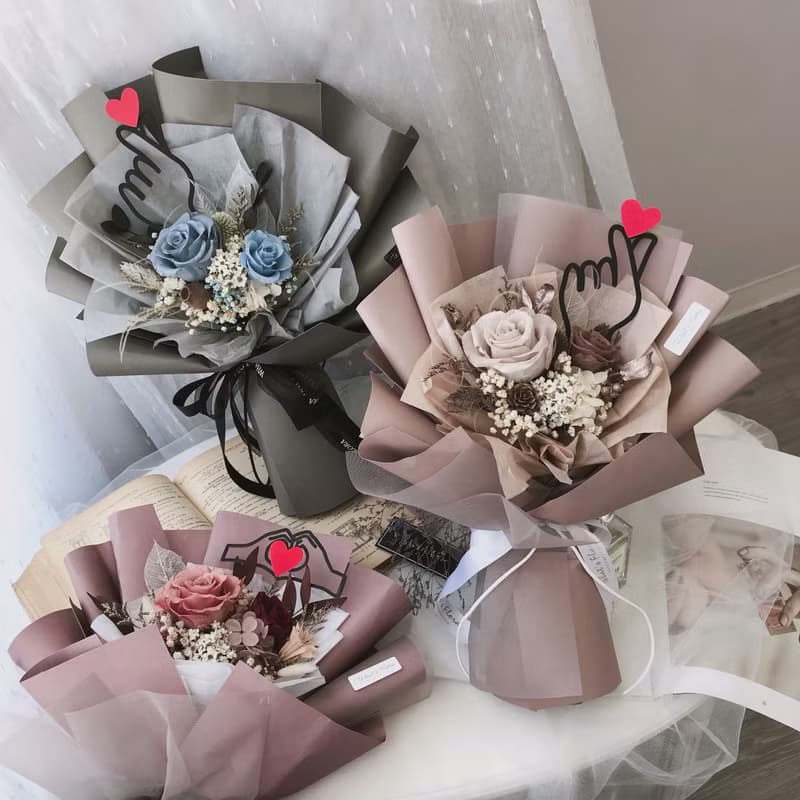 情人節花束\霧霾藍\永生花花束