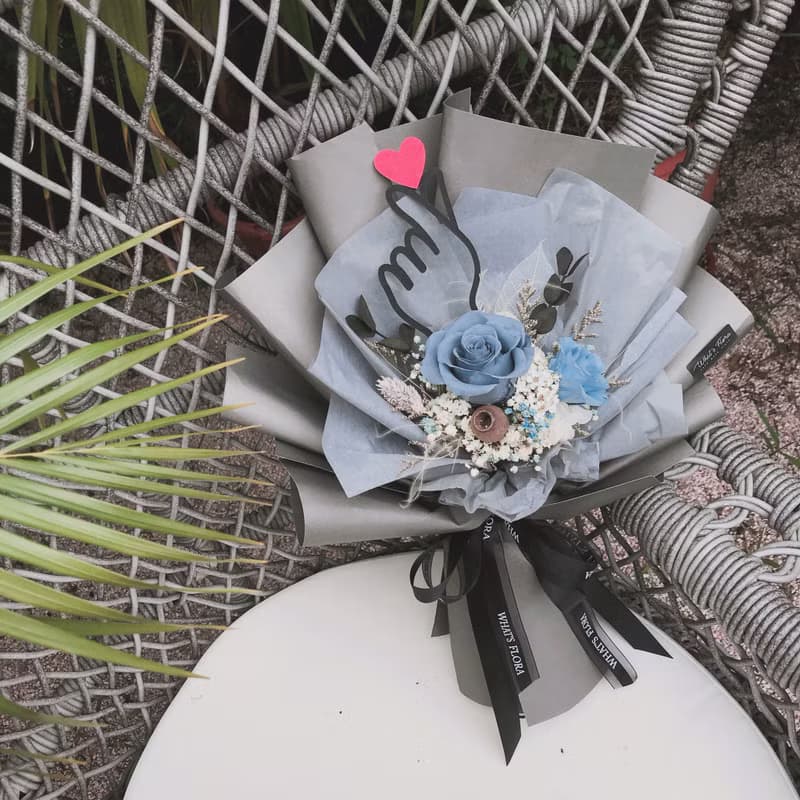 情人節花束\霧霾藍\永生花花束