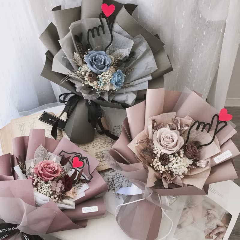 情人節花束\霧霾藍\永生花花束