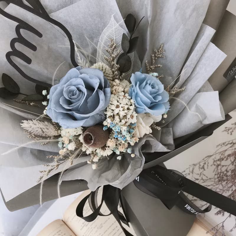 情人節花束\霧霾藍\永生花花束