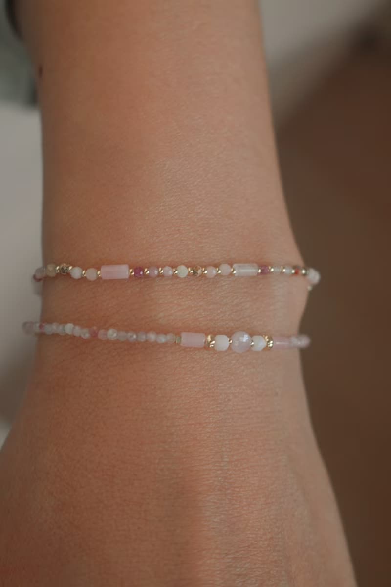 手鍊 紅寶石 粉碧璽 天然石 - 遠行 -