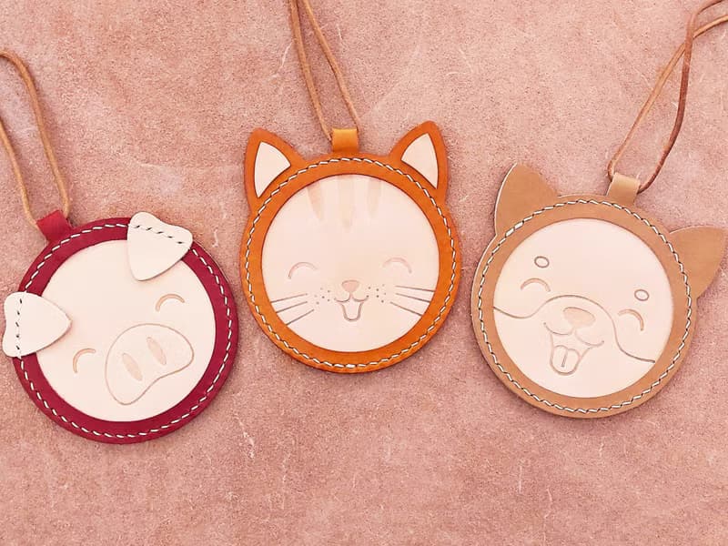 貓咪卡片套 狗 豬 喵喵 皮革材料包 好好縫 DIY 證件套 寵物 Cat