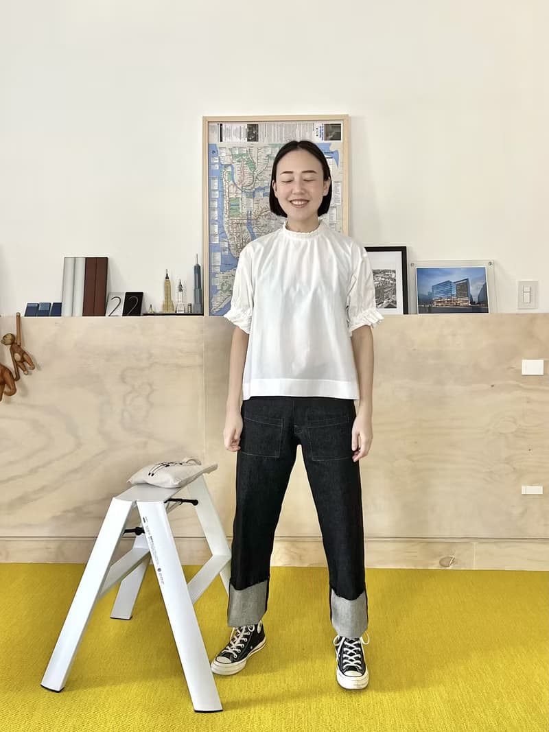 百折小立領澎袖上衣