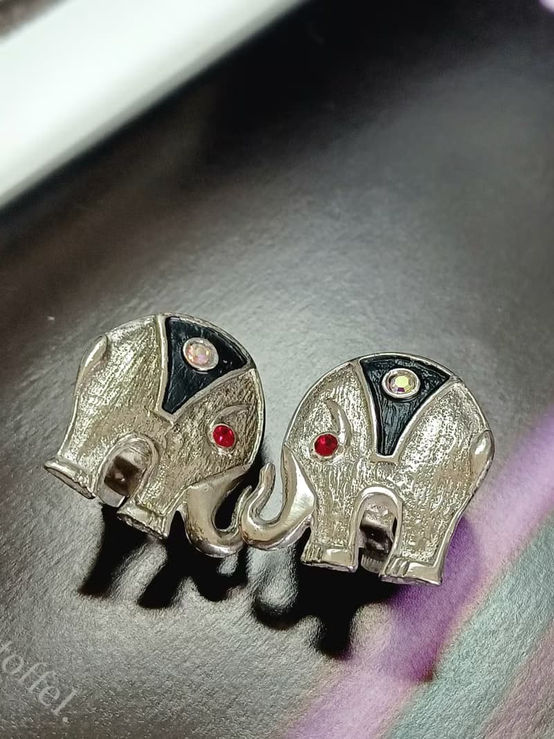 vintage jewelry  古董夾式耳環 吉象如意
