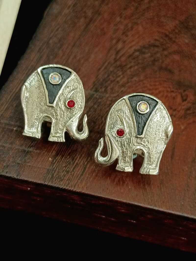 vintage jewelry  古董夾式耳環 吉象如意